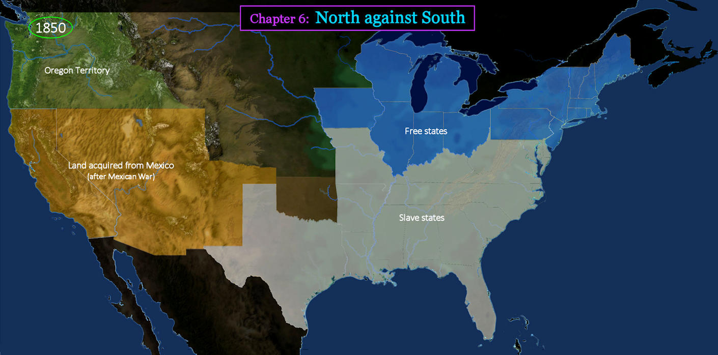 The Slavery Question, 1850 map